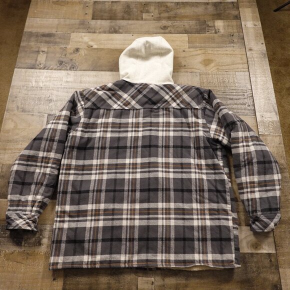 Work N' Sport Hooded Berber Lined Snap Flannel men's 2XL plaid - Picture 7 of 10